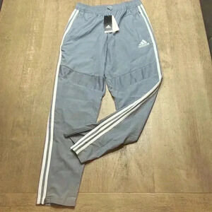 Adidas soccer pants, Aeroready, size Small, grey/white.